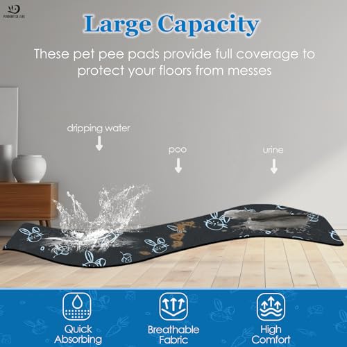 4-Pack Guinea Pig Cage Liner Washable, 24in x 47in Ultra-Absorbent Guinea Pig Bedding for Cage Non-Slip Leak-Proof Pee Pads for Dogs Rabbit Bunny Cat Litter Mat, Navy - color: Navy, size: 24" x 47", 4pcs