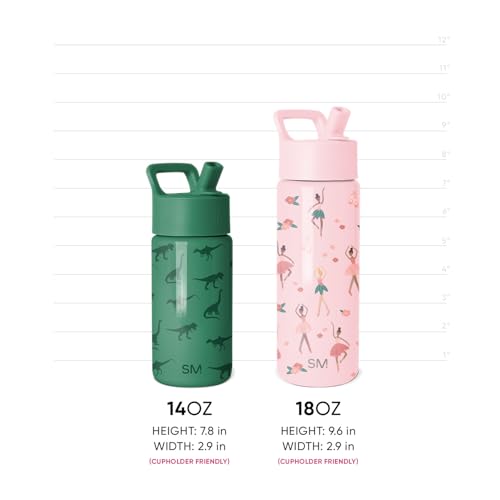 Simple Modern Disney Pixar Kids Water Bottle & Toddler Cup | 14oz | Insulated Stainless Steel Pixar Toddler Water Bottle, Kids Tumbler with Straw | Spill Proof for School, Girls, Boys - color: Disney-Pixar Mashup on Blue, size: 14 Ounces