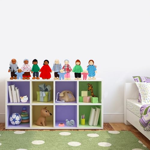 ONEST 19 Pieces Wooden Dollhouse Family Set Mini People Figures Sets Dollhouse Dolls Wooden Doll Family Pretend Play Figures Accessories for Pretend Dollhouse - style: E Set