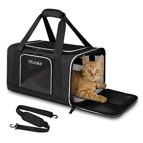 Small Pet Carrier 18" L x 11" W x 11" H Airline Approved, Black | for Delta/American/United Airlines, Lockable Safety Zippers and Anti-Scratch Mesh, Pets Under 10 lbs - color: Black, size: 18.0"L x 11.0"W x 11.0"H