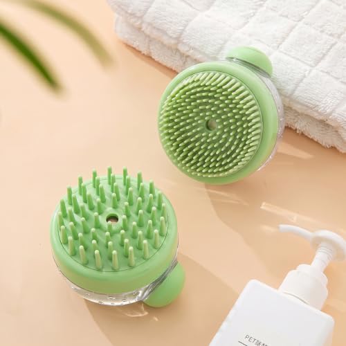 5PC pet grooming bath brush set - silicone massage brush with shampoo dispenser - suitable for dogs and cats for bathing, removing loose hair, and oral cleaning (Verdant) - color: Verdant