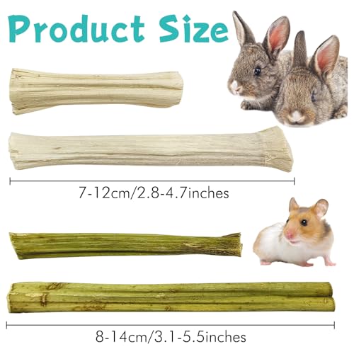 Tfwadmx Rabbit Chew Sticks, 25 Pcs Natural Sweet Bamboo Pet Snacks &40 g Papaya Stems Bunny Chews Molar Treats Chew Toy for Rabbit Guinea Pig Hamster Chinchilla - size: 0.02 Ounce (Pack of 50)