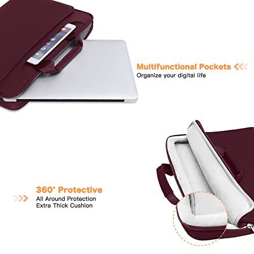 MOSISO 360 Protective Laptop Bag 15.6 inch, 15-16 inch Computer Bag | Compatible with MacBook Air 15 inch/Pro 16 inch, HP,Dell,Lenovo,Asus, Laptop Carrying Case with Strap&Handl, Wine Red - color: Wine Red, size: 16 inch