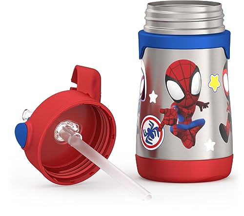 THERMOS Vacuum Insulated Stainless Steel 10oz Straw Bottle, Spidey and His Amazing (Pack of 3) - color: Spidey and His Amazing, size: 10 Ounces (Pack of 3)