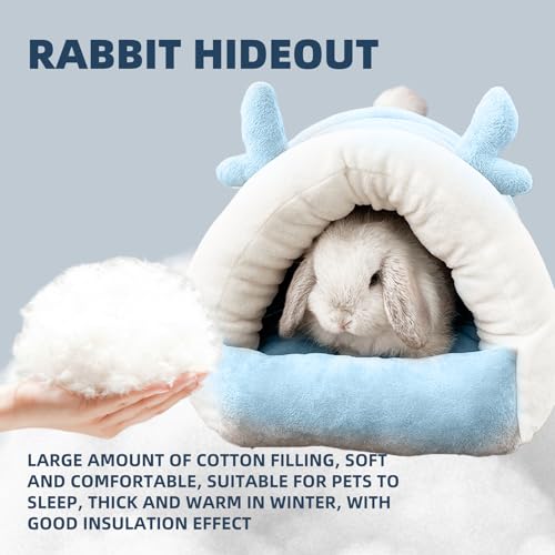 Guinea Pig Hideout, Warm Bed for Guinea Pig,Rabbits, Chinchillas, Guinea Pig Bed, Cozy Small Animal Winter Shelter (Blue, Small) - color: Blue, size: Small