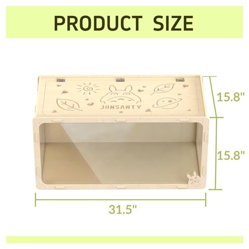 31.5 inch Wooden Hamster Cage, Large Habitat, Openable Top, Transparent Acrylic for Interior View, Ventilated, Easy to Clean, for Syrian Hamster, Dwarf Hamster, Gerbil, Other Small Pet Animals - size: 404F / 31.5"×15.8"×15.8"