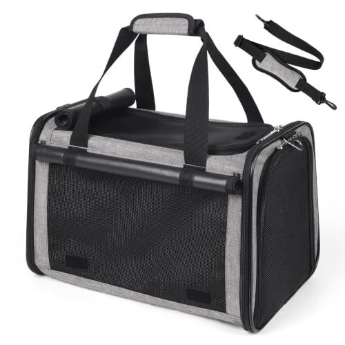 YUDODO 25lbs Cat Carrier Lightproof Soft Sided Pet Carrier for Large Cat | Airline Approved, Lightproof Breathable Design, Side Pockets, Durable Mesh, Foldable and Portable, Grey - color: Grey