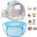 2-Pack Guinea Pig Carrier Backpack and Playpen with Lid, Breathable Pet Playpen Pop Open Exercise Fence, Portable Small Animal Cage for Rabbits, Chinchillas, Squirrel, Lizard, Sugar Glider - color: Blue
