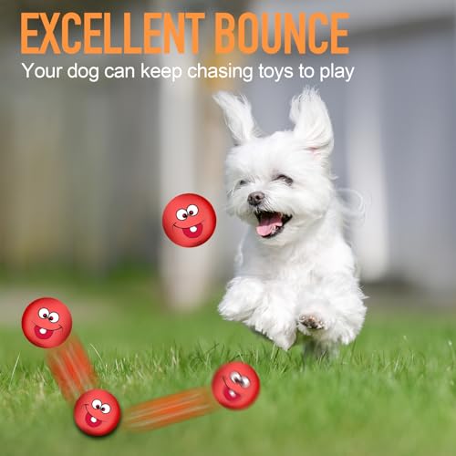 Squeaky Dog Toys Funny Face Chewing Latex Rubber Soft Fetch Play Interactive Dog Squeaky Balls for Puppy Small Medium Pet Dog (12PCS) - color: Smile Face 12PCS