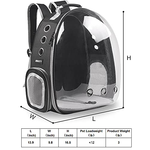 Cat Backpack Carrier, Pet Backpack, Breathable Cat Dog Space Capsule Backpack, Airline-Approved for Small Cats Dogs Birds Bunny Travel Hiking - color: BUBBLE-BK