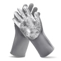 Pet Grooming Gloves—Dog Washing Gloves with High-Density Teeth | Dog Bath Scrubber with Enhanced Five Finger Design, Silicone Gloves for Dogs and Cats Bathing, Massage (Gray) - color: Gray