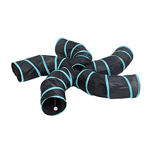 Cat Tunnels, Pet Ferret Rabbit Bunny Tunnels Tubes Subway Habitats, S-Style, DIY Cat Peekaboo Maze House Tent Bed, Kitten Interactive Toy (S Type: 5 Way Tubes) - size: S Type: 5 Way Tubes