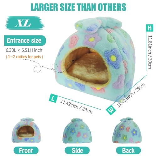 Small Animal Pet Bed, Sleeping House Habitat Nest for Guinea Pig Hamster Hedgehog Rat Chinchilla Hideout Bedding Snuggle Sack Cuddle Cup Cage Accessories with Removable Washable Mat (Blue) - color: Blue