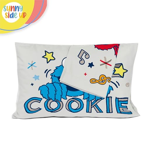 Sunny Side Up Sesame Street 2 Pack Reversible Pillowcases - Double Sided Pillow Covers, Kids Super Soft Elmo and Cookie Monster Bedding - color: Grey - Sesame Street