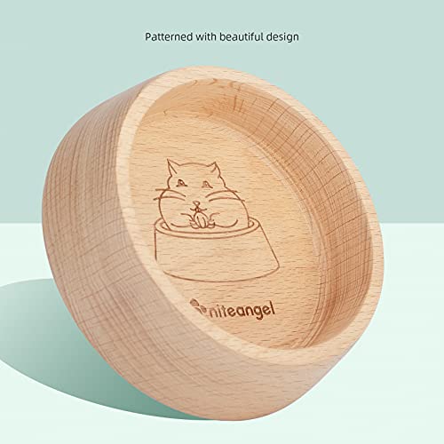 Niteangel Wooden Hamster Food Bowl: Beech Stable & Hammy Pattern for Syrian | Prevent Oil & Dust Small Animal Feeding Dish for Dwarf Syrian Hamsters Gerbils Mice Degus or Other Similar-Sized Small Pets - size: For Syrian