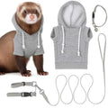 Gray Ferret Sweater, Harness, and Leash Set - Clothes for Small Pets - Ferret Stuff and Accessories - Hoodies for Ferrets - Small Pet Accessories