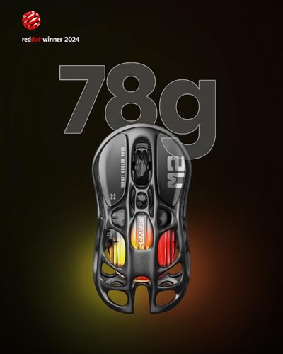 GravaStar Mercury M2 Wireless Gaming Mouse with 26,000 DPI, PAW3395DM Sensor -79g Lightweight Hollowed-Out Design -5 Programmable Buttons -5 Dynamic Lightsync RGB - color: Stealth Black
