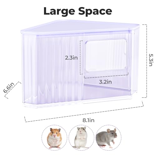 mini&moe Hamster Sand Bath Container - Small Animal Bathroom Shower Room Large Space Corner Digging Box with Cleaning Scoop Rat Dust Bath House for Guinea Pig, Hedgehog, Gerbil - color: Purple