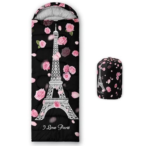 Camping Sleeping Bags Warm & Cool Weather Waterproof Backpacking Sleeping Bag All Seasons Camping, for Adult Kids Boy Girls Camping Gear Equipment, Traveling - color: D-Eiffel Tower1