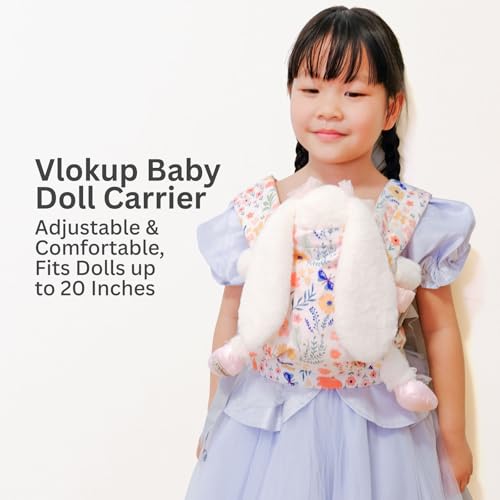 Baby Doll Carrier, Adjustable Doll Carrier for Little Girls, Front & Back Wear, Made with Soft Fabric, Fits Dolls & Stuffed Animals up to 20 Inches, Wildflower - style: Wildflower