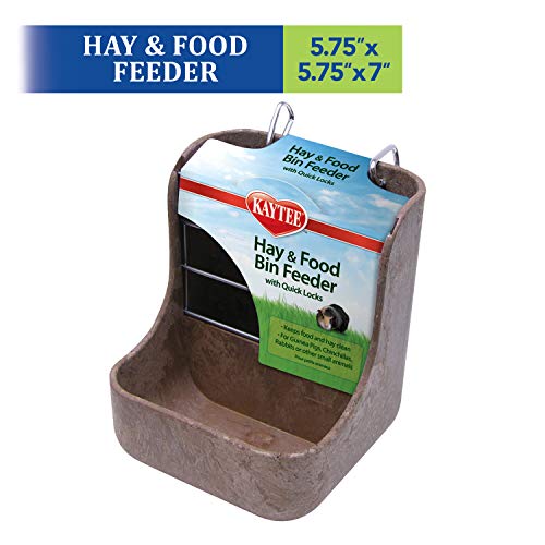 Kaytee Hay & Food Bin Feeder With Quick Locks For Pet Rabbits, Chinchillas, Guinea Pigs and Other Small Animals - size: 5.75 inches x 6 inches x 7 inches (Pack of 1)