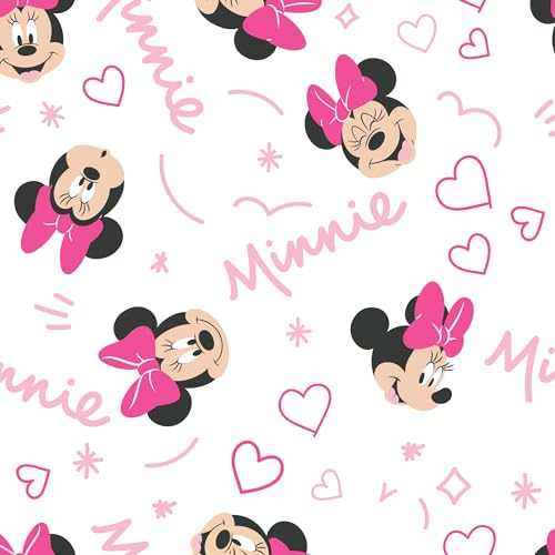 Lambs & Ivy Disney Baby Minnie Mouse Love Pink Heart Fitted Crib Sheet | Fits Standard Size Crib Measuring 52" x 28", Elastic All-Around, White Microfiber - color: Minnie Mouse Love, size: Standard Crib