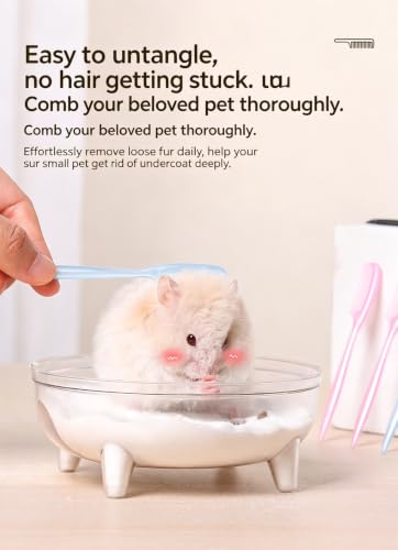 Small Animal Grooming Comb 4 Pack, Mini Hamster Comb Set for Loose Fur and Gentle Grooming, Lightweight Pet Hair Comb for Hamsters, Gerbils, Mice, Rats, Guinea Pigs and Small Rabbits, Assorted Colors