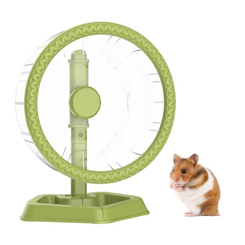 Hamster Wheel, Quiet Spinner Hamster Running Exercise Wheel with Adjustable Stand for Small Animals Syrian Dwarf Gerbils Mice (Green, Large(9.4 inch)) - size: Large(9.4 inch)