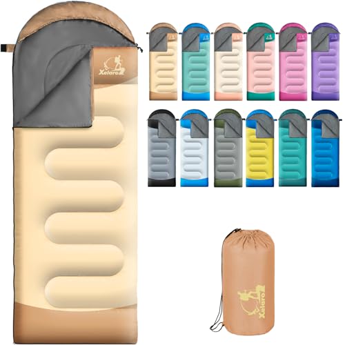 Sleeping Bags for Adults Kids - 3 Season Cold&Warm Weather Waterproof Camping Sleeping Bag - Lightweight Sleeping Bags for Camping Hiking Outdoor Travel - color: Earth&Beige