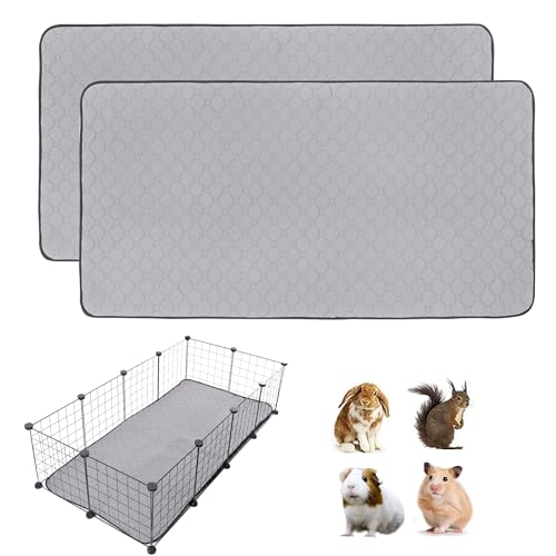 Guinea Pig Cage Liners, 28''X56'' Washable Guinea Pig Pee Pads, Non Slip Reusable Super Absorbent Guinea Pig Training Mat Bedding Fleece for Small Animals Hamster Rabbit Chinchilla Rat, 2Packs - size: C&C 2x4(28" x 56") 2Pack