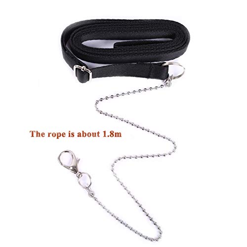 Squirrel Traction Rope with 1.8m Lead Leah, Adjustable Small Animal Walking Harness, Anti-Biting Chain Rope Vest Strap for Hamster Gerbil Rat Mouse Ferret Chinchilla and Small Animals - color: Black