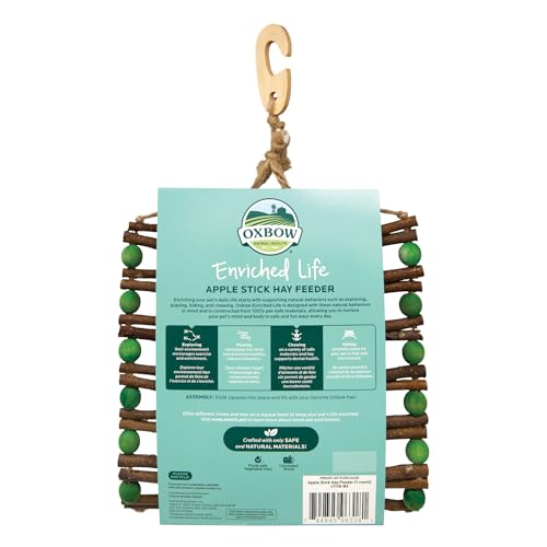 Oxbow Apple Stick Rabbit Hay Feeder, Guinea Pig Hay Holder, Chewable | Bunny Hay Feeder, Guinea Pig Hay Feeder, Rabbit Enrichment, Chewable Cage Accessory, Supports Foraging And Enrichment