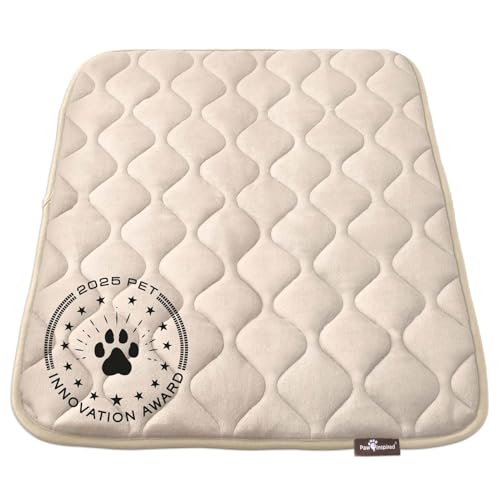 Paw Inspired Washable Padded Crate Mats for Dogs, Beige, 35x22 Inch | Fits 36-inch Kennels, Leakproof, Waterproof Bottom, Plush Dog Pad, Pet Bed - color: Tan, size: 36 Inch