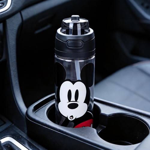Bioworld Mickey Mouse Classic Mickey Face Black 24 Oz Plastic Water Bottle With Dual Spout Lid - color: Mickey Mouse Classic Mickey Face