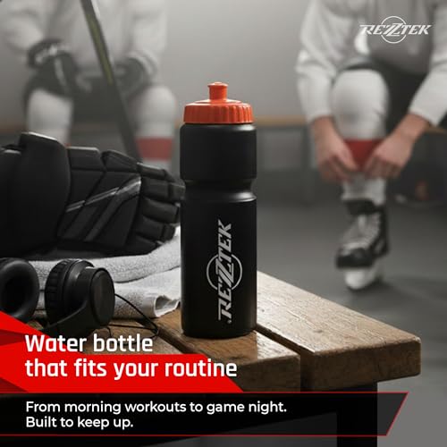 Hockey Water Bottle 25 oz with Short Spout – BIO-Based Plastic Bottle | Sports Water Bottle with Screw Cap – Squeeze Hockey Bottle for Rink, Gym & Field – Dishwasher Safe Water Bottle - style: Short Spout