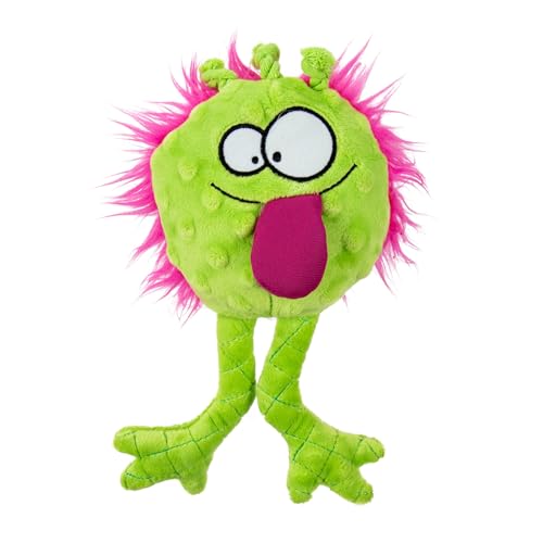 goDog PlayClean Germs Squeaky Plush Dog Toy with Odor-Eliminating Essential Oils, Chew Guard Technology - Lime, Large - color: Germs Monster Lime, size: Large