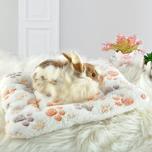 Small Animal Bed Mat, Soft & Warm, Suitable for Guinea Pig, Hamster, Rabbit, Rat and Bearded Dragon (X-Large(13.3''x9.4''), Footprint White) - color: Footprint White, size: X-Large(13.3''x9.4'')