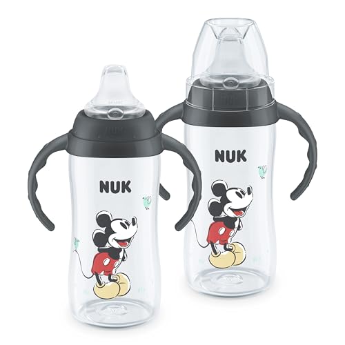 NUK First Choice Mickey Mouse Large Learner Cup 2.0, 10oz. Sippy Cup with Handles, Spill Proof, Leak Proof Soft Straw Cup, 2-pack - color: Mickey Mouse 2.0