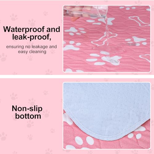 BEAUTYZOO 6 Pack Washable Pee Pads for Dogs, Reusable Puppy Pads for Potty Training, Waterproof Super Absorbent Whelping Pads Mats Non Slip Against Urine for Small Medium Dogs Cats, 16" x 24" - color: Pink, size: 16 X 24 Inch (Pack of 6)