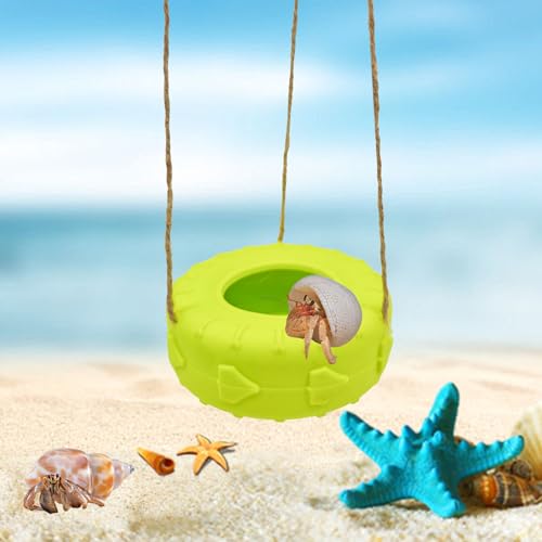 Colours Hermit Crab Tire Swing,Suction Cup Hook Climbing Toy,Hermit Crab Terrarium Accessories - A Must-Have for Any Reptile Amphibian Small Aquatic Animals Lover(Yellow) - color: Yellow
