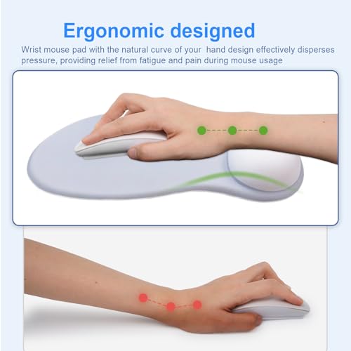 Ergonomic Mouse Pad with Gel Wrist Support, Comfortable Wrist Rest Mousepad with Non-Slip PU Base for Pain Relief, Desk, Home & Office(Grey) - color: Grey