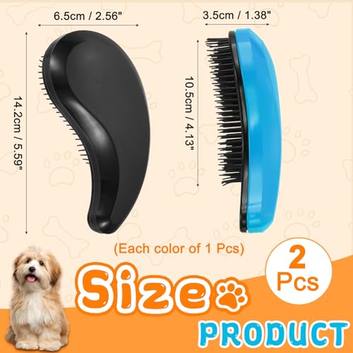 Small Dog Brushes, Grooming Brushes Puppies Hair Remover (Blue/Black, 2 Pcs) - color: Blue/Black