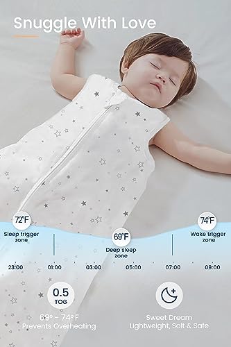 TotAha Toddler Sleep Sack 2T-4T, Soft Wearable Blanket Baby Sleep Bag, Light 0.5 TOG or Medium-weight 1.0 TOG Sleeping Sacks - color: Greystar, size: 2T-4T