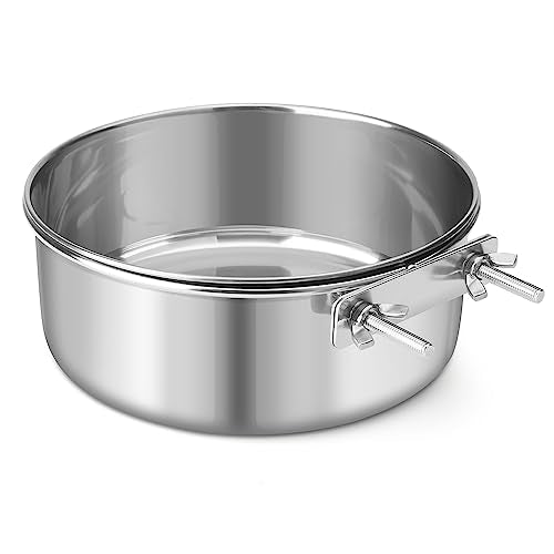 Dog Bowl Stainless Steel Pet Hanging Food Water Bowl Cage Feeding Cup Feeder for Dogs Cats Rabbits Birds Small Animal (X-Large) | Rust-resistant, detachable bracket for easy cleaning & refilling, no spill, for dogs/cats/rabbits/birds cage kennel, 56oz - c