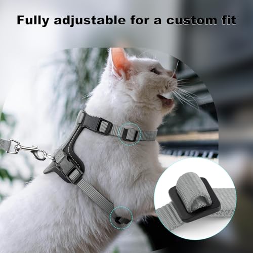 Plutus Pet Adjustable Cat Harness and Leash Set, with Leather Trim | Quick Release, Escape Proof Nylon Vest, for Kitten Small Medium Large Cats, Gray - color: Gray