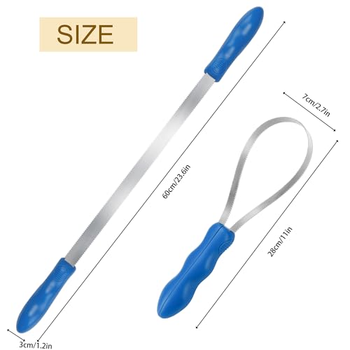 Dual-Sided Shedding Blade Dog Hair Brush - Stainless Steel Grooming Tool for Horses, Cattle, Sheep with Comfort Grip - Fine & Coarse Teeth for Long and Short Hair（2 Pcs）
