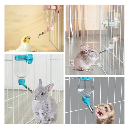 VANNON 17oz Small Animal Water Dispenser for Crate, Parrots Water Bottle for Cage, Chewproof Pet Water Bottle for Rabbits, Guinea Pigs, Ferrets, Chinchillas and Other Small Rodents, Top Fill, Pink - color: Pink