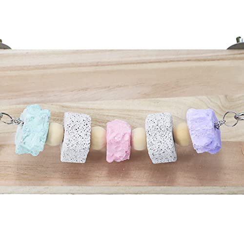 Wontee Wooden Stand Platform with Grinding Toys Bird Perch Stand for Parakeets Cockatiels Conures Rats Gerbils Chinchillas Squirrels