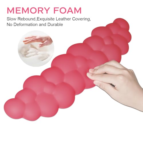 JIKIOU Upgrade Leather Cloud Wrist Rest for Keyboard and Mouse & Cup Pad | Wish Gift-Cute Cloud Shape, Comfortable and don’t Irritate to Skin, Non-Slip PU Base,Soft Memory Foam filled for Pain Relief - color: 12rose Red