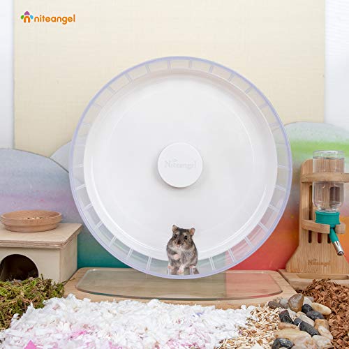 Niteangel Super-Silent Hamster Exercise Wheels: Quiet 11 inch Running Wheel | Can 11.6-15.4" Adjustable Height - No Bend Back Spinner Running for Dwarf Syrian Hamster Gerbils Mice Or Other Small Animal - color: White, size: Large